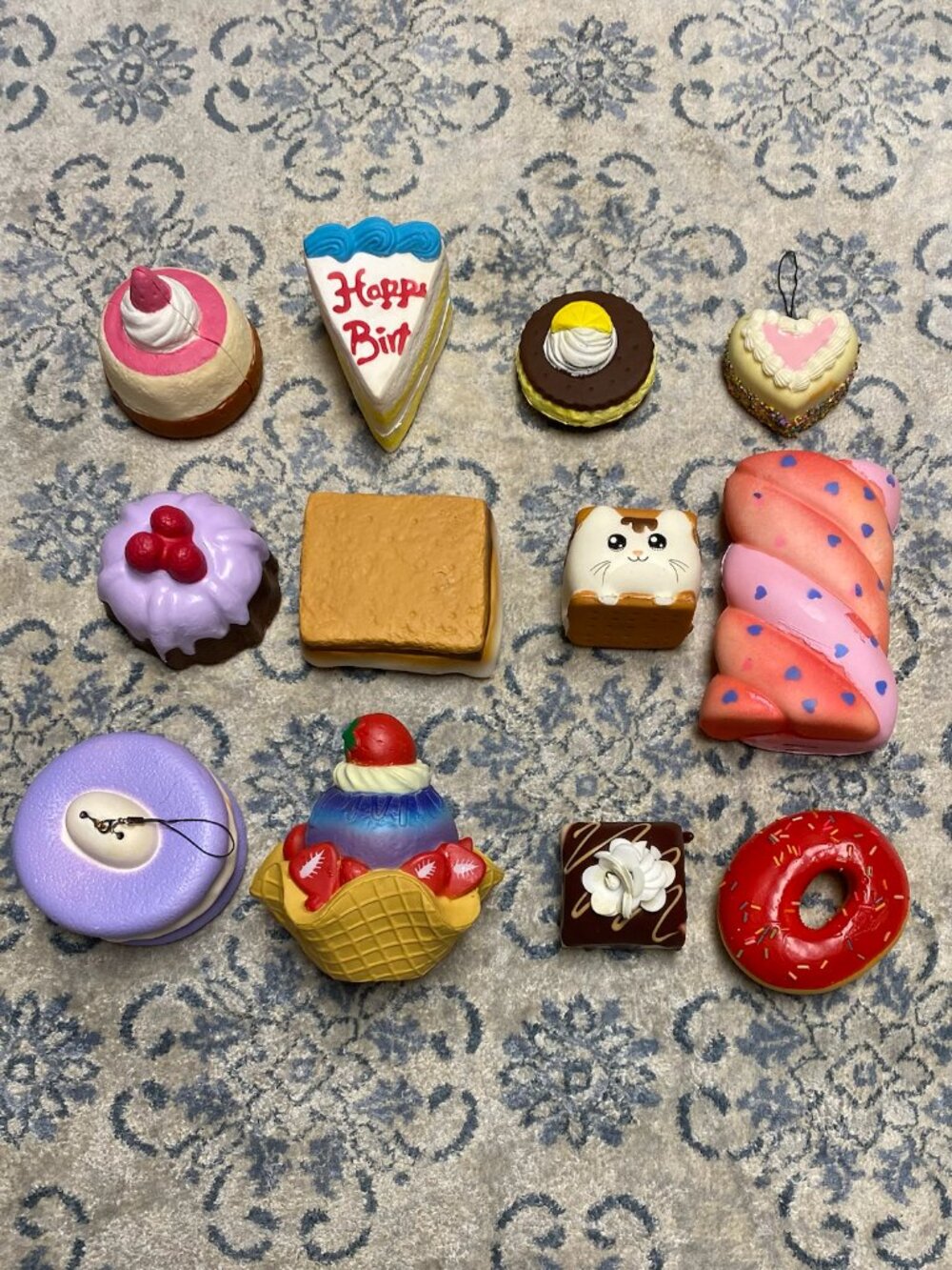 Mega Kawaii Dessert Squishy Toy Lot - 12 Piece Set (Mixed Condition)